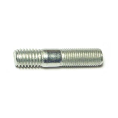 Midwest Fastener Double-End Threaded Stud, 3/8"-16 Thread to 3/8"-24 Thread, 1 3/4 in, Steel, Zinc Plated, 8 PK 73144